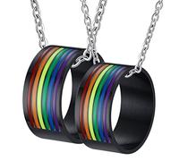 NZVCQVPU Anillos de pareja, anillo de acero inoxidable negro personalizado anillo lgbt negro personalizado con regalo de esmalte arcoiris para hombres