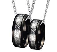NZVCQVPU Anillos de pareja, collares de pareja para él y su tungsteno negro personalizan a un anillo negro de 8 mm de metal para novio