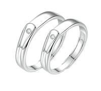 NZVCQVPU Anillos de promesa anillos de pareja grabados para hombres y mujeres, anillo de eternidad ajustable para pareja esterlina, ronda con anillos de promesa de circonio cúbico