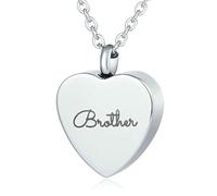NZVCQVPU Ash Keepsake Pendant, Stainless Steel Heart Shape with Brother Pet Ashes Memorial