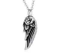 NZVCQVPU Ash Necklace Brother, Stainless Steel Half Wing Rose Dog Ashes Memorial
