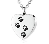 NZVCQVPU Ash Necklace Dad, Stainless Steel Dog Paw Footprint Ashes Made Into Memorial