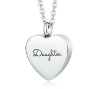 NZVCQVPU Ash Necklace for Mom, Stainless Steel Heart Shape with Daughter Pet Urn Memorial