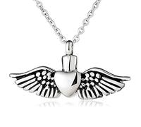 NZVCQVPU Ash Necklace Set, Stainless Steel Angle Wings Heart Dog Ashes Memorial