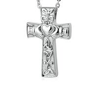 NZVCQVPU Ash Necklace Urn Steel, Memorial Pendants for Ashes Cross Pattern Keepsake Jewelry for Ashes