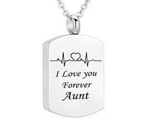 NZVCQVPU Ash Urn Necklace for Humans,Rectangle ECG with Engraving I Love You Forever... Stainless Steel Urn Pendants Pendant for Ashes