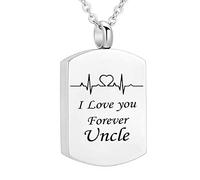 NZVCQVPU Ash Urn Necklace for Humans,Rectangle ECG with Engraving I Love You Forever... Stainless Steel Urn Pendants Pendant for Ashes