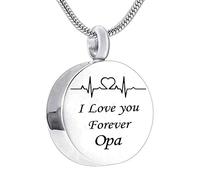 NZVCQVPU Ashes Keepsake Necklace,Round and ECG with Engraving I Love You Forever... Stainless Steel Necklaces for Ashes Cremation Necklace for Ashes