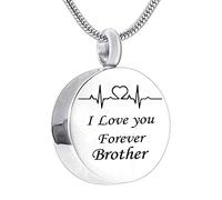 NZVCQVPU Ashes Keepsake Necklace,Round and ECG with Engraving I Love You Forever... Stainless Steel Necklaces for Ashes Cremation Necklace for Ashes