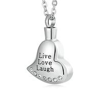 NZVCQVPU Ashes Necklace, Stainless Steel Bell with Live Love Laugh Dog Ashes Memorial