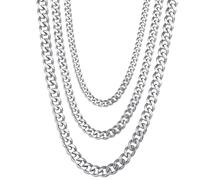 NZVCQVPU Cadena de collar de acero inoxidable para mujeres, collares para hombres Collar de cadena de acera de moda de 18-28 pulgadas