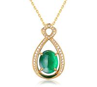 NZVCQVPU Chain 18 Karat Infinity Drop with Emerald 2.44Ct Pendant Necklace Wedding for Women