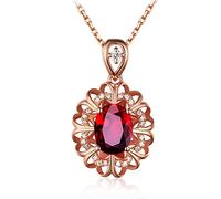 NZVCQVPU Chain 18 Karat Ladies Heart Flower with Ruby ??0.55/1 / 1.2Ct Pendant Necklace Wedding Rose Women