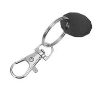 NZVCQVPU Colgante de llavero con ficha de carrito de compras de metal resistente con llavero, llavero de cuarto para carrito de supermercado, accesorio de llavero negro elegante