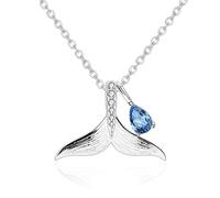 NZVCQVPU Collar 925 cola de sirena océana de collar para mujeres de plata esterlina con collar de cristal natural joyería elegante