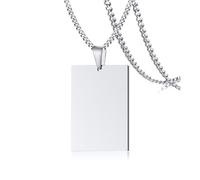 NZVCQVPU Collar colgante para mujeres acero inoxidable, collar de hip hop para hombres colgante de etiqueta cuadrada de moda con cadena de 24 pulgadas