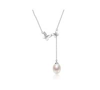 NZVCQVPU Collar Collar de perlas S925 Plata Caqueta de colgante de perlas de agua dulce 7-8 mm Forma de caída blanca Joyería femenina Joyería elegante