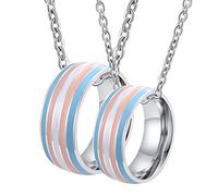 NZVCQVPU Collar con dije de orgullo gay, collares personalizados para mujer, anillo LGBT de acero inoxidable con esmalte multicolor, talla única, Estándar, Estándar