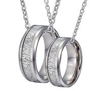 NZVCQVPU Collar de acero de pareja y el suyo collar de metal de anillo personalizado de 8 mm