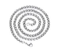 NZVCQVPU Collar de acero inoxidable para hombres, collar de cadena Wheat de 18-36 pulgadas 3-6 mm de ancho Hombres Mujeres Collar de cadena de bricolaje para colgante