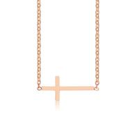 NZVCQVPU Collar de acero inoxidable para mujer, collar para mujer, colgante de cruz lateral con cadena de 43 + 5 cm, talla única, Estándar, Estándar