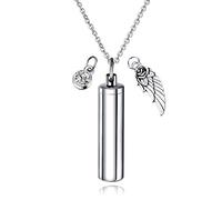 NZVCQVPU Collar de cenizas humanas para mujer, collar de urna de cremación para cenizas de acero inoxidable, colgante cilíndrico plateado