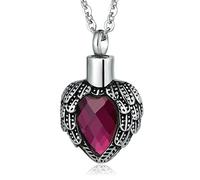 NZVCQVPU Collar de cenizas para hombres, collar de urna conmemorativa para mujeres colgante de corazón de ala de acero inoxidable con circonio
