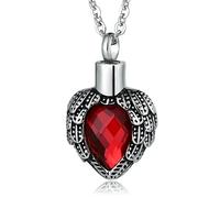 NZVCQVPU Collar de cenizas para hombres, collar de urna conmemorativa para mujeres colgante de corazón de ala de acero inoxidable con circonio