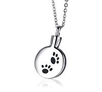 NZVCQVPU Collar de cenizas para mascotas Collar colectivo de acero inoxidable de acero inoxidable para mujeres con estampado de patas
