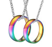 NZVCQVPU Collar de orgullo LGBT, collar para hombres personalice un anillo de arco iris pulido de acero inoxidable 6 mm