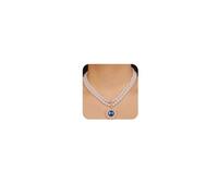 NZVCQVPU Collar de perlas de 2 niveles con colgante de cristal, cadena de perlas bohemias para mujer