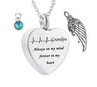 NZVCQVPU Collar de urna conmemorativa, para adolescentes, el electrocardiograma del corazón, el abuelo siempre en mi mente para siempre en mi corazón
