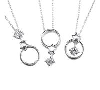 NZVCQVPU Collar gótico, colgante de esterlina Rolo Sterling Cúconia Círculo Círculo de circonía y diseño de la estrella Valentín Collar 450 mm