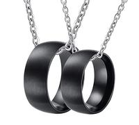 NZVCQVPU Collar para hombres personalizar, collar de pareja a juego, acero inoxidable anillo cepillado de acero inoxidable 8 mm