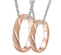 NZVCQVPU Collar para hombres personalizar, collar de parejas Set de acero inoxidable de acero inoxidable anillo mate de rosa de 4 mm