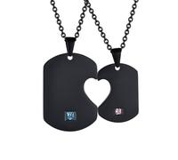 NZVCQVPU Collar para parejas de acero inoxidable, collar a juego para parejas, colgante de corazón con placa de perro con cadena de 50,8 cm, talla única, Estándar, Estándar