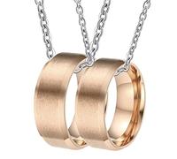 NZVCQVPU Collar personalizado para hombres, collares para parejas para él y ella, juego de anillo de rosa de acero inoxidable de 8 mm con borde biselado, talla única, Estándar, Estándar