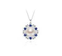 NZVCQVPU Collares 925 Cadena de colgante de perlas de agua dulce 9-10 mm Forma de moño al vapor Fashion All-Match Joya Female Gift Pendants para mujeres