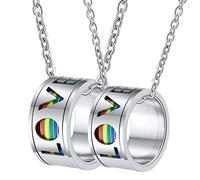 NZVCQVPU Collares de anillo para parejas, parejas de acero inoxidable personalizar el anillo LGBT de giro amor 11 mm para novio