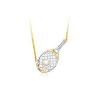 NZVCQVPU Collares de tenis deportivo collar de 6-7 mm redondo de perlas de agua dulce con honda joya de tenis colgantes para mujeres