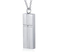NZVCQVPU Collares de urna para cenizas para hombres, collar de recuerdo para cenizas humanas rectángulo de acero inoxidable con circonio