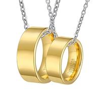 NZVCQVPU Collares personalizados para hombre, juego de collar de carburo de tungsteno para parejas, anillo de plata pulida de 5 mm, talla única, Estándar, Estándar