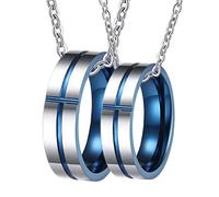 NZVCQVPU Collares personalizados para mujeres, collar de pareja a juego de tungsteno de tungsteno 6 mm anillo cepillado biselado borde biselado