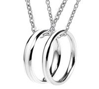 NZVCQVPU Collares personalizados para mujeres, collares de parejas a juego Anillo de plata de acero inoxidable con esmalte blanco