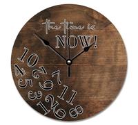 NZVCQVPU Country Wood Barn Board Wooden Wall Clock The Time Is Now Wall Clocks Battery Operated 12 Inch Retirement Wall Clock Silent Decor for Living Room Bedroom Office