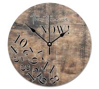 NZVCQVPU Country Wood Barn Board Wooden Wall Clock The Time Is Now Wall Clocks Battery Operated 12 Inch Retirement Wall Clock Silent Decor for Living Room Bedroom Office
