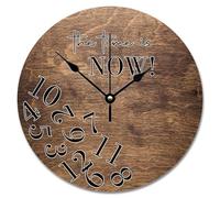 NZVCQVPU Country Wood Barn Board Wooden Wall Clock The Time Is Now Wall Clocks Battery Operated 12 Inch Retirement Wall Clock Silent Decor for Living Room Bedroom Office