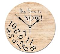NZVCQVPU Country Wood Barn Board Wooden Wall Clock The Time Is Now Wall Clocks Battery Operated 12 Inch Retirement Wall Clock Silent Decor for Living Room Bedroom Office
