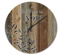 NZVCQVPU Country Wood Barn Board Wooden Wall Clock The Time Is Now Wall Clocks Battery Operated 12 Inch Retirement Wall Clock Silent Decor for Living Room Bedroom Office