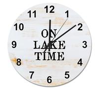 NZVCQVPU Country Wood Grain Crack 15 Inch Large Wall Clocks Battery Operated Relax You're At The Lake Clock Silent Beach House Home Decor for Living Room Kitchen Bedroom Classroom
